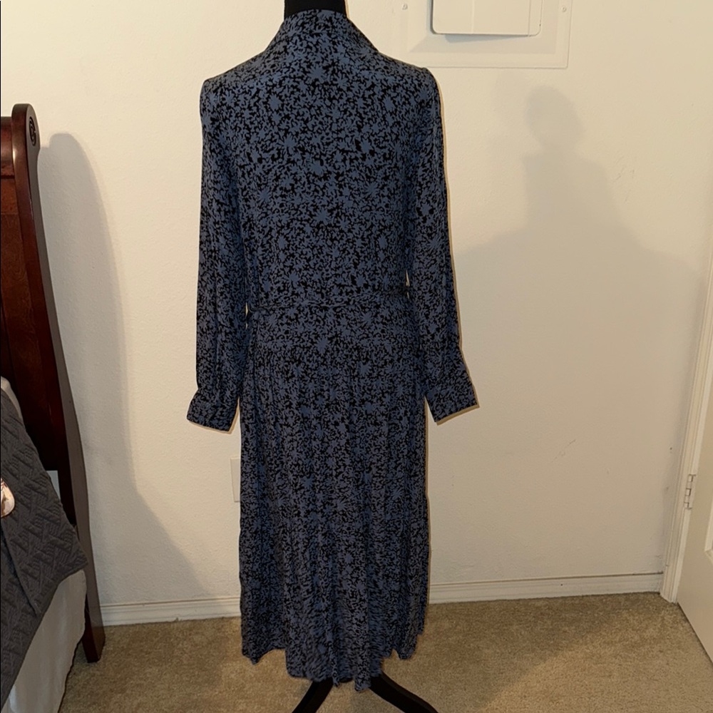 Whistles Elegant Black and Blue Patterned Dress - Picture 4 of 6